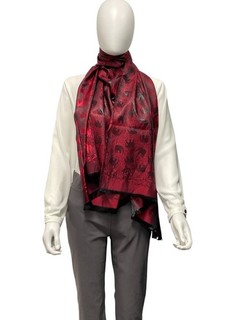 SEIDENSCHAL MOTIV: ELEFANTEN IN ROT 70 X 170 CM SOGNI D´ORO SCHMUCKJAGD