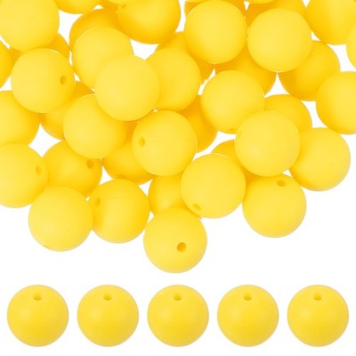 60 Pcs Silicone Beads 15mm Bulk Beads for Keychain Making Yellow