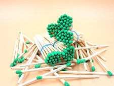100 Green Tip Wooden Matches- 7,5 cm 3 in , Candles Wedding Decor