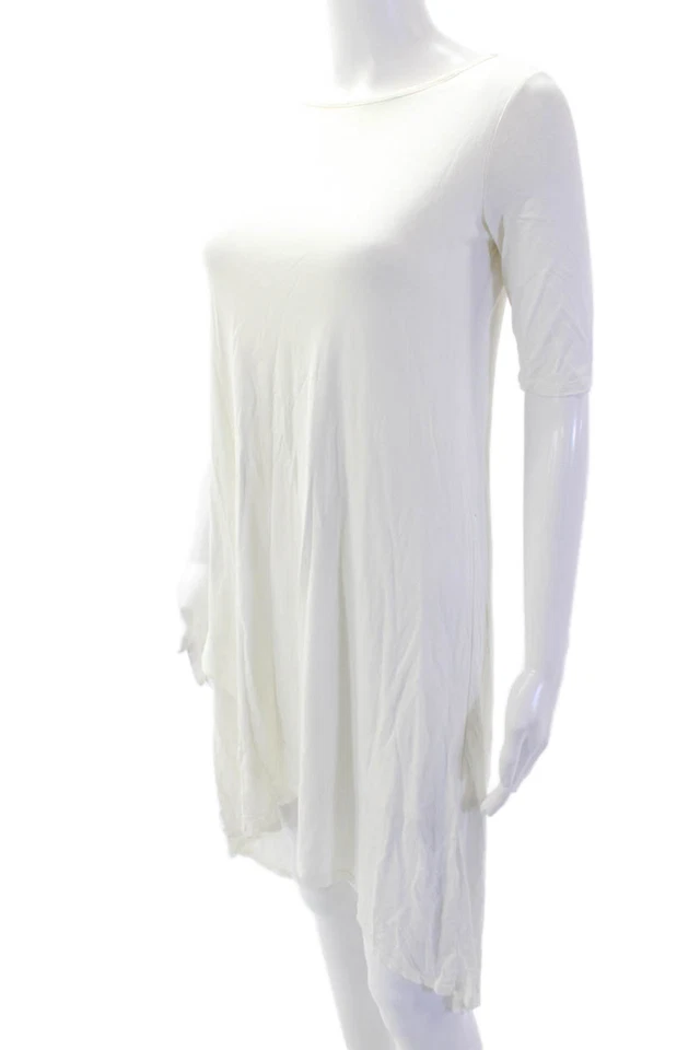 Vestido Camiseta Three Dots Para Mujer Blanco Viscosa Spandex Talla XS Foto 2 de 4