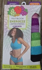 Fruit Of The Loom 4 Women's Energize Collection Cotton Stretch Briefs Size 6/M