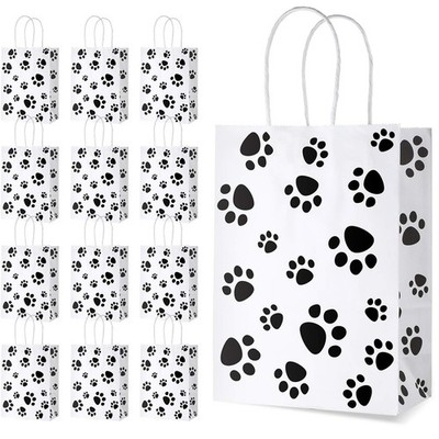 20 Pcs Puppy Dog Paw Gift Bags with Paper Twist Handles, Dog Gift Paper Paw T...