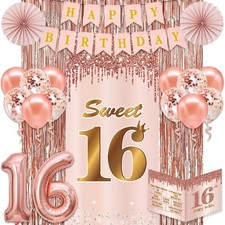Zirtorei Sweet 16th Birthday Decorations for Girls 16 Bday Party Supplies