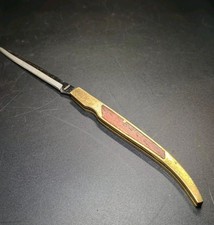 Vintage Stainless Steel Folding Knife Letter Opener Handle Brass And Wood