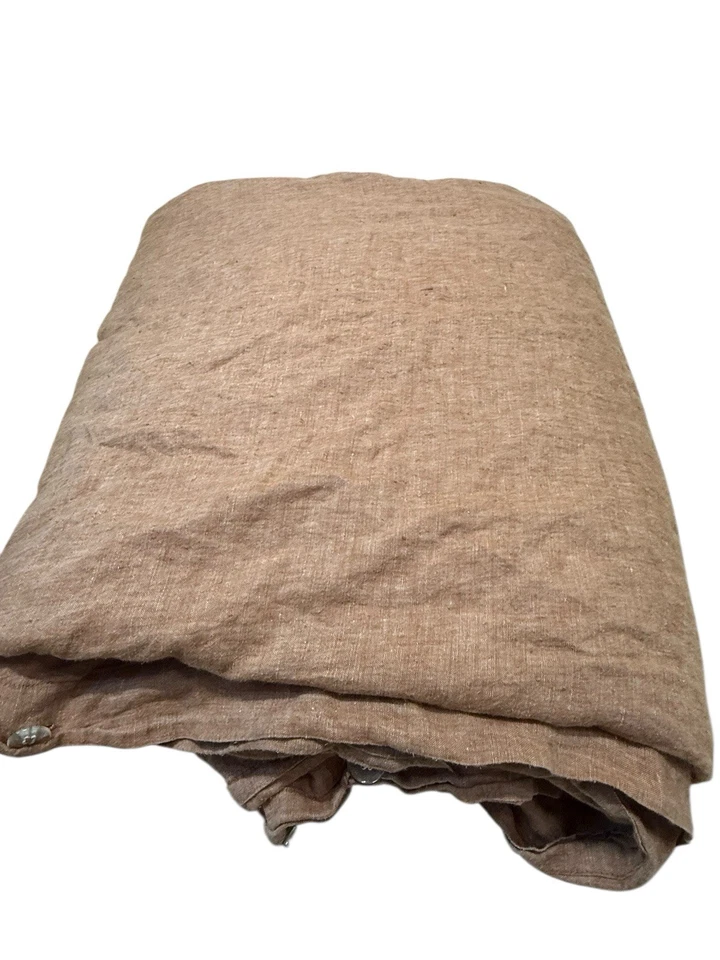 Европейский льняной лен West Elm KING/CAL. Пододеяльник KING из терракоты меланжа осень б/у - Изображение 3 из 4