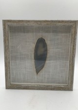 Unsigned Contemporary Agate Slice Shadowbox Art Grey Gold Edge 8.75x8.75 Framed
