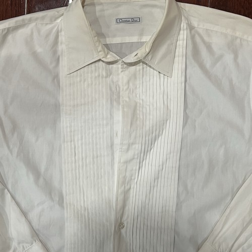 Vintage Christian Dior Tuxedo Shirt 17.5 33 Le Cachet Pleated Bib French Cuff - Picture 5 of 13