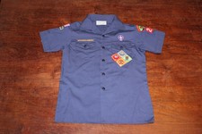 Boy Scouts of America BSA Youth Shirt Blue Large Sewn Patches Short Sleeve