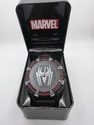 Marvel Spider-Man Miles Morales Black Quartz Watch New Battery Silicone Strap