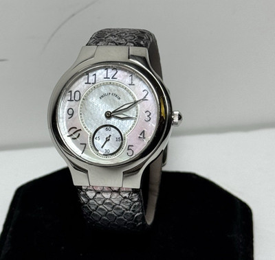 Philip Stein Signature 1 Ladies Watch 32mm MOP Dial Python Strap Stainless Steel