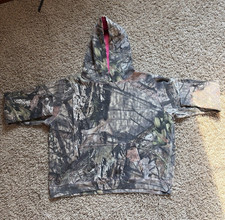 Mossy Oak Camo Pullover Hoodie Fleece Long Sleeve Pink Lined Hood L