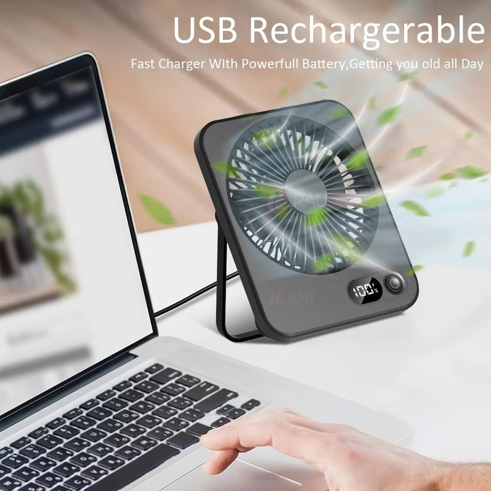 Portable Mini Fan 6.7in/17cm USB Rechargeable Desk Handheld 5 Speed