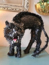 Halloween Scary Black Cat Plastic Prop 18" Tall