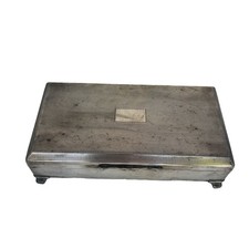 Vtg Art Deco-style, Aristocrat Metal/silver-plated box jewelry box - Harman Bros