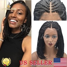 US Afro Box Braids Wigs Cornrow Lace Front Braided Wig For Black Women Synthetic