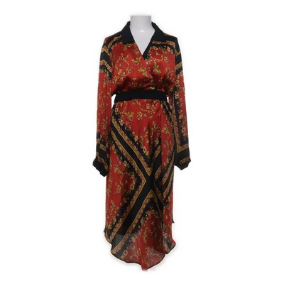 Zara Basic, Maxikleid, Größe: L, Rot/Schwarz/Mehrfarbig, Polyester, Damen #RUz