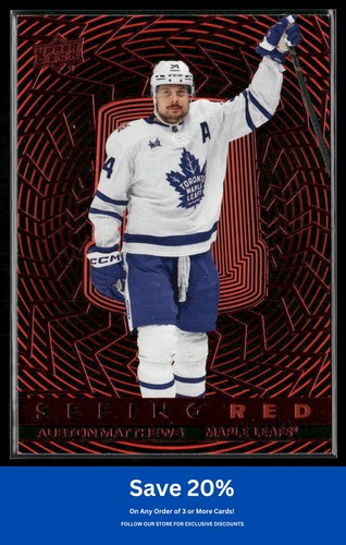 Auston Matthews 2023-24 Upper Deck #SR-99 Seeing Red Toronto Maple Leafs BD5 - Picture 1 of 2