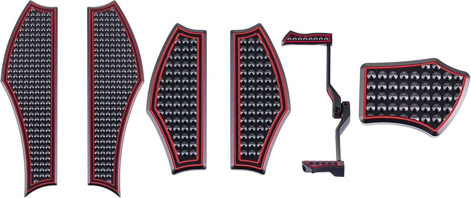 Black/Red CNC Driver Passenger Front Rear Foot Pegs Shift Lever Brake Pedal