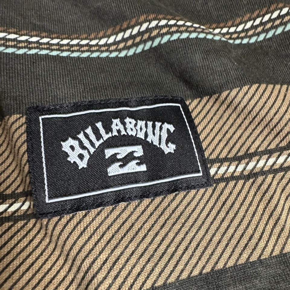 NUEVO CON ETIQUETAS Billabong Para Hombres Sudadera con Capucha a Rayas XL Marrón Negro Camisa Ligera Manga Larga Foto 3 de 4