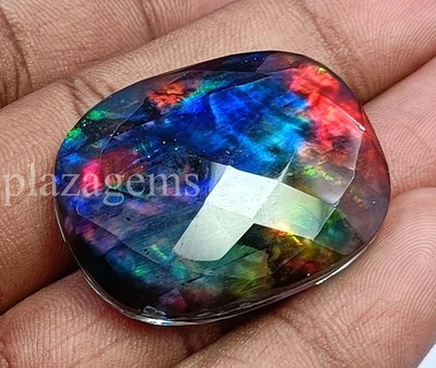 58 Ct Natural Ethiopian Black Fire Opal Certified Rare Precious Gemstone 6GGC