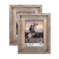 Rustic Barnwood Picture Frames 5x7 - Set of 2 - Natural Reclaimed Wood Real G...