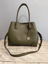 Michael Kors Pebbled Leather Satchel Olive Green Gold Lock Charm