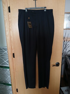 Giorgio Fiorelli Dress Pants Mens 38x38 Black Pleated Super Luxe NEW Long Size