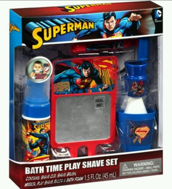 Superman DC Comics Bathtub Set Play Shave Bath Time Kids 5 Piece Gift