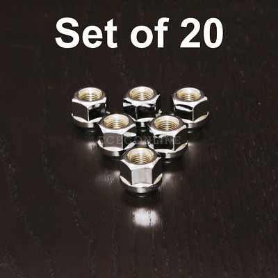20pc Black 12x1.5 Lug Nuts - Acorn Conical Seat For Chevy, GMC, Dodge Trucks