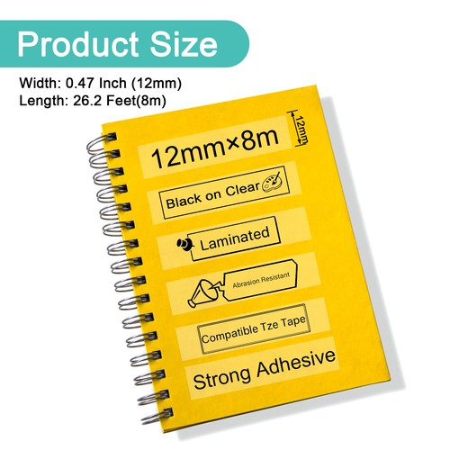 5PK Fits for BROTHER MK M-131 PT-M95 Label Maker Tape Clear 12mm for File Folder - Picture 5 of 12