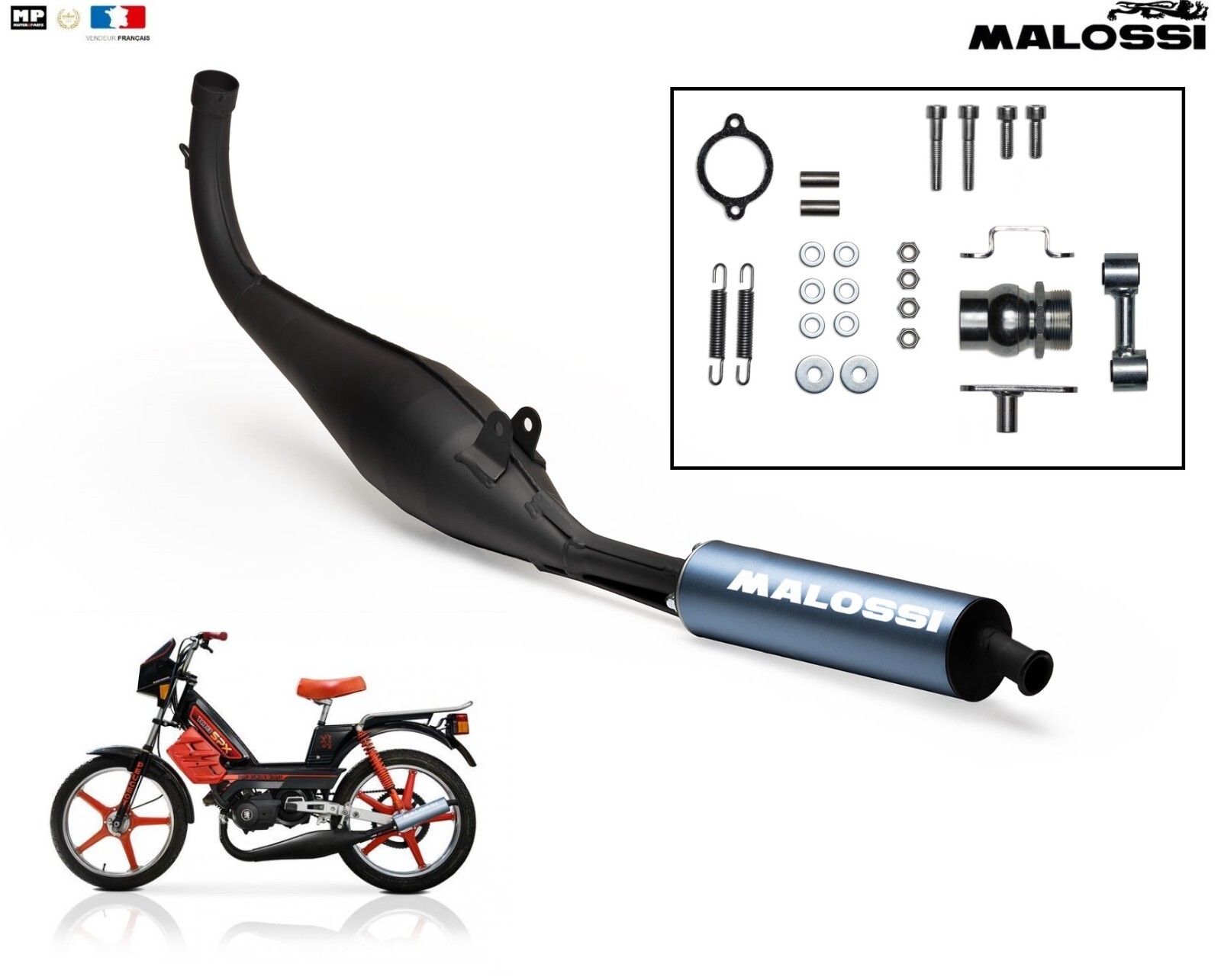 Pot d'échappement Malossi VT Racing pour restaurer et rouler en 103 SPX RCX