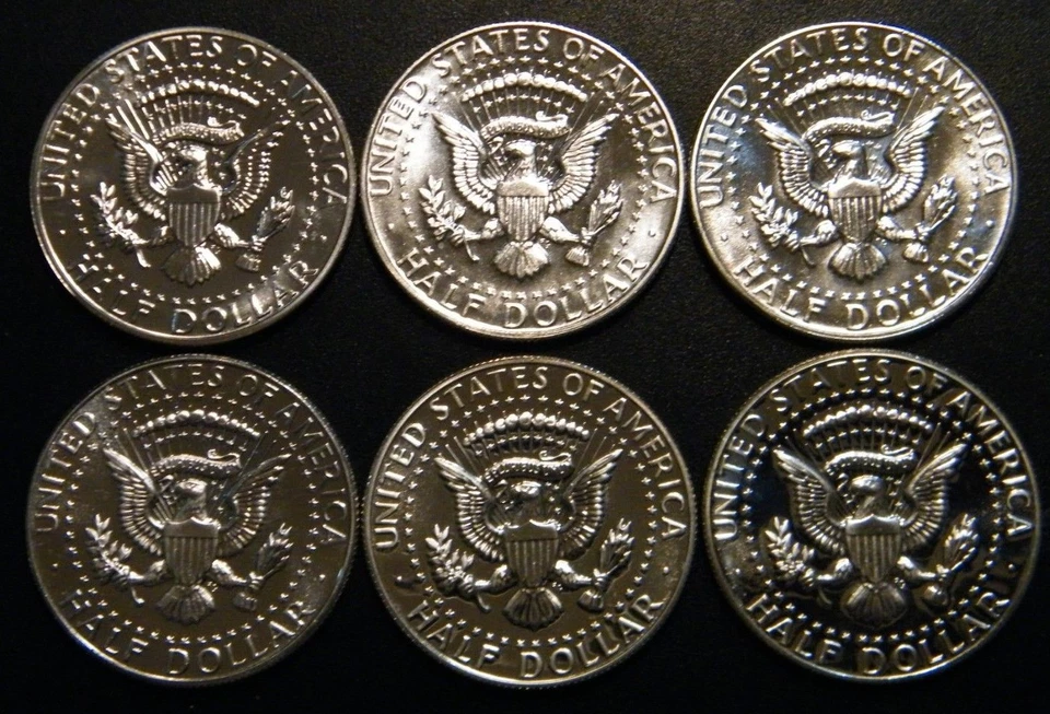 1964 1965 1966 1967 1968 S 1969 S Kennedy Prueba Medio Dólar 6 Monedas Juego Plata EE. UU. Foto 2 de 4