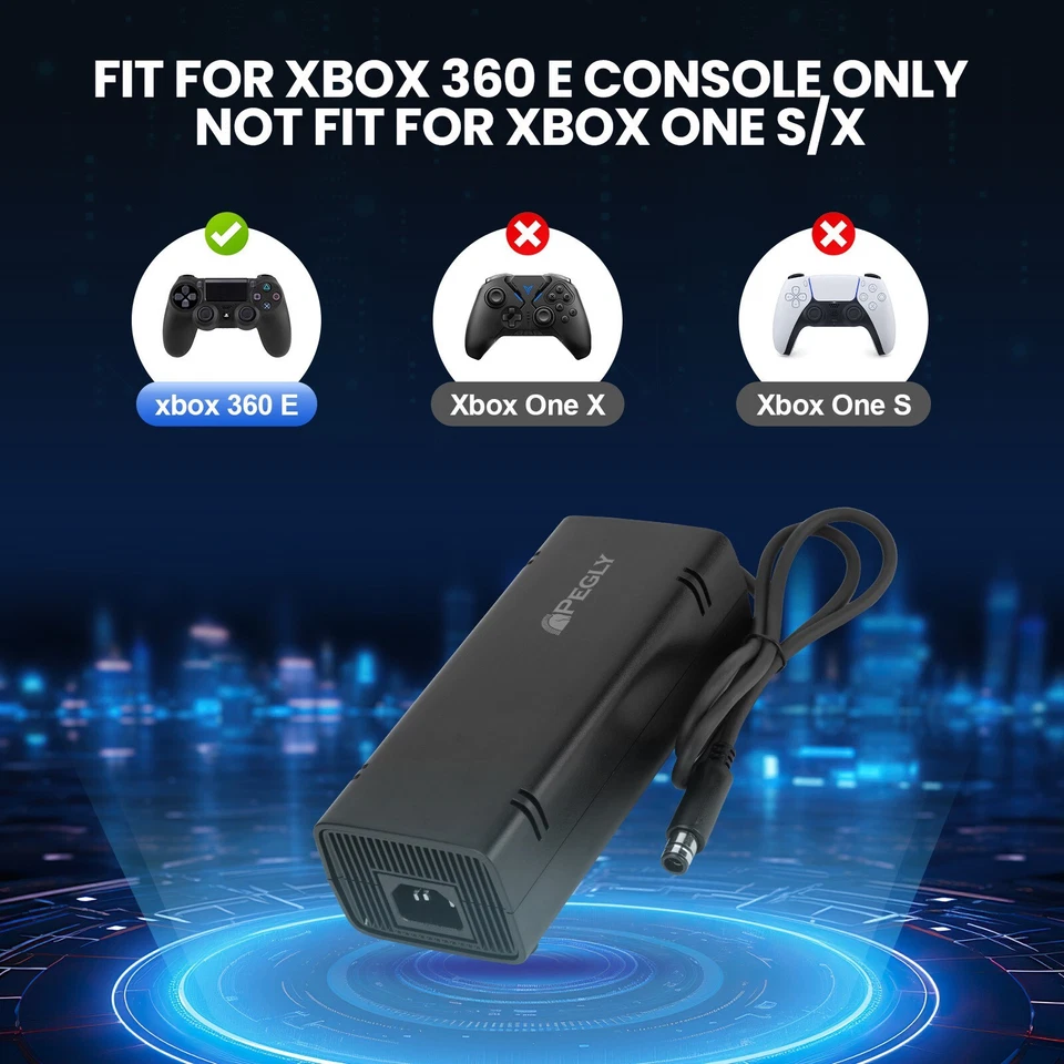 AC Power Supply Brick Charger Adapter Cable Cord for Microsoft Xbox 360 E System - Image 3 of 4
