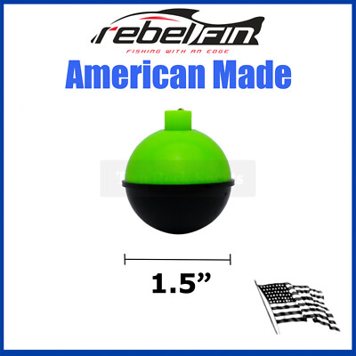 1.5'' inch ROUND - Green & Black - Fishing Bobber Float - 3 to 1000 Count Packs
