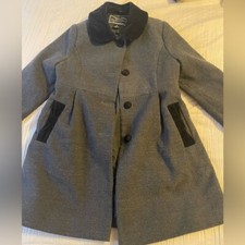 Rothschild grey with velvet girls coat peacoat bow trim size 6