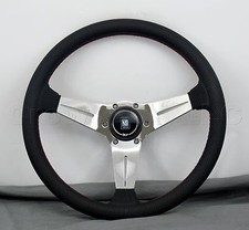 Nardi Steering Wheel Deep Dish Corn 350mm Black Perf Leather Polished Type A Hb