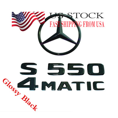 S550 4MATIC Rear Star Emblem Badge Logo Black Set Mercedes Benz W222 S550 SEDAN