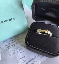Tiffany & Co. 18 Ct White gold Signature Diamonds 5 X Kiss ring, J 1/2UK or 5US