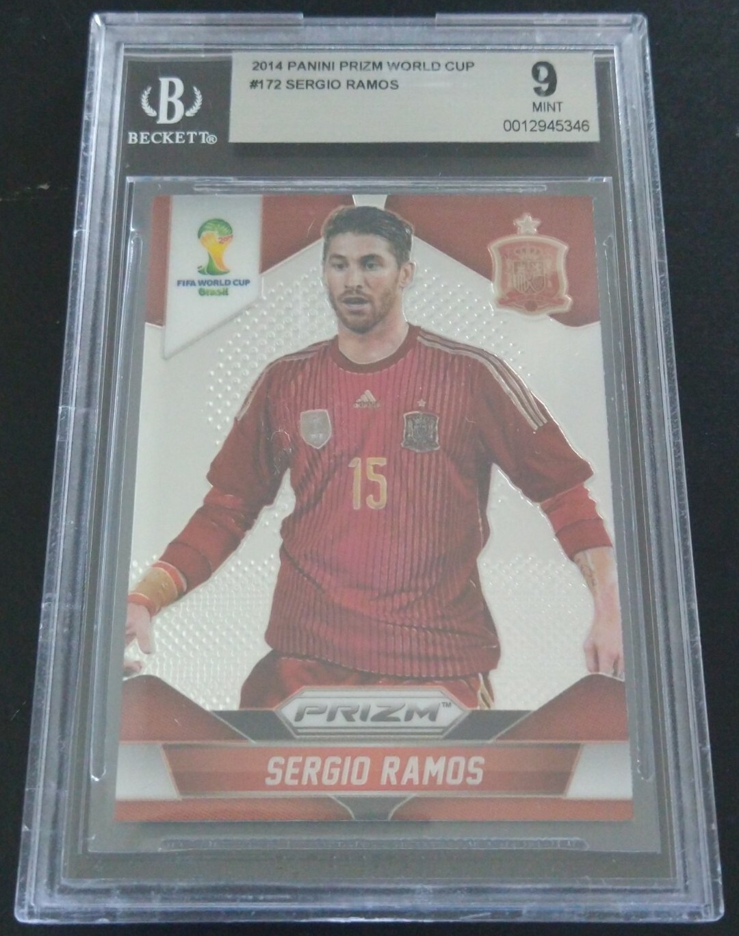2014 Panini Prizm World Cup Soccer #172 Sergio Ramos BGS 9 MINT Spain