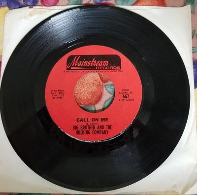 Vintage 45 RPM Big Brother and the Holding Company Janis Joplin Down on Me RARE