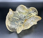 Vintage Murano Glass Venitian Aventurine Gold Ear Pulled Rim Trinket Ashtray 5"