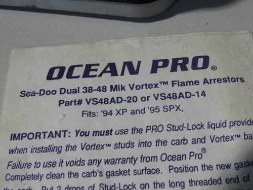 NOS Ocean Pro Vortex Racing Spark Arrestor Fits: Sea Doo 1994 XP 1995 SPX VS48AD - Bild 2 von 11