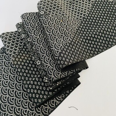Black Savanna #D 6.5x78-2.16yd LONG Vintage Silk Chirimen Black Savanna #D 6.5x78-2.16yd LONG Vintage Silk Chirimen