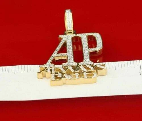 Yellow 925 Sterling Silver "AP" Letter Necklace Pendant 2.61ct Cubic Zirconia - Picture 6 of 10