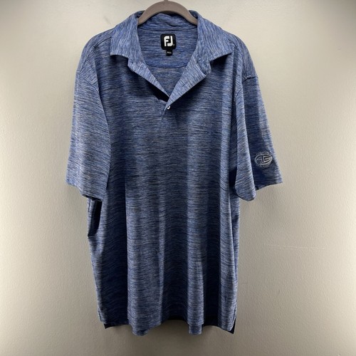 FOOTJOY Polo Shirt Mens Large Heathered Blue Performance Stretch Golf
