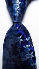 New Classic Floral Blue Purple Black JACQUARD WOVEN 100 Silk Men's Tie Necktie