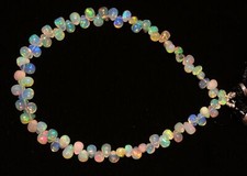 Natural Gem Ethiopian Opal 6x4mm Approx Size Rainbow Fire Teardrop Beads 8.5"