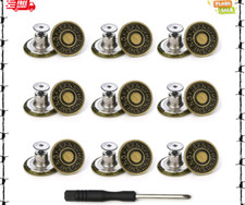  Jeans Buttons Replacement, Instant No Sew Buttons for Pants with Tool,17MM, USA
