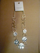 JOHN LEWIS Silver Coloured Statement Necklace Chain Disc and Ring New RRP £22