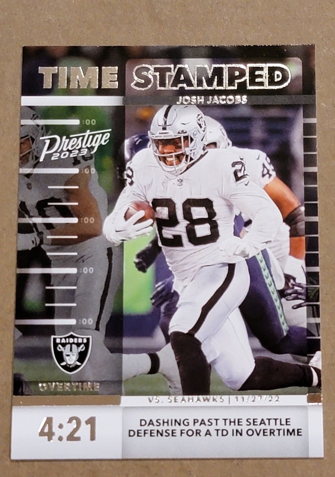 2023 Panini Prestige - Time Stamped #TS-9 Josh Jacobs - Raiders